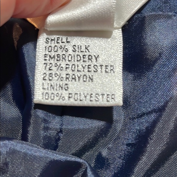 Talbots Pure Silk Polka Dot Ankle Pants Navy Gold & Silver EUC Dressy Evening - Picture 12 of 16